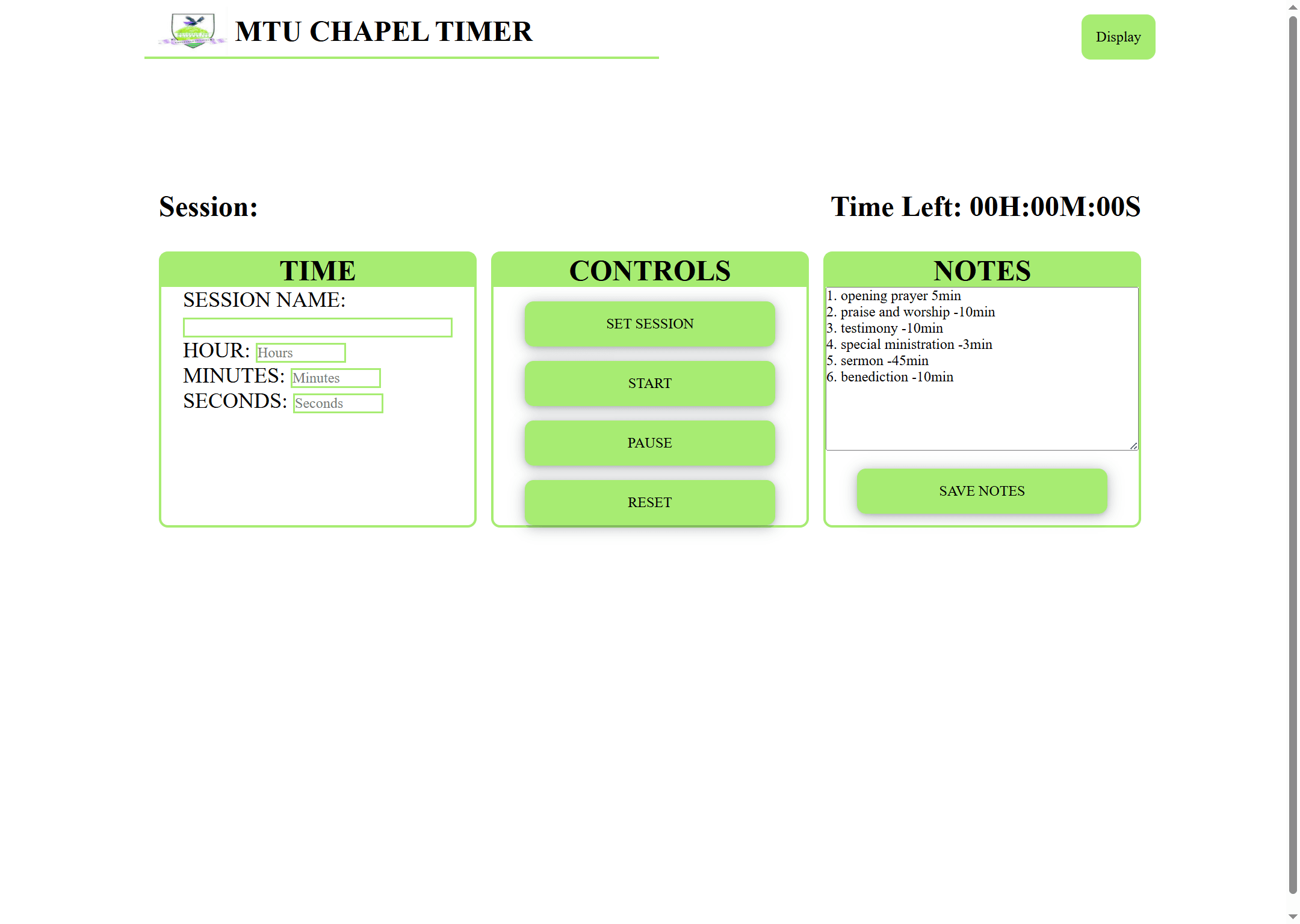 Screenshot of WumiCodes Timer App