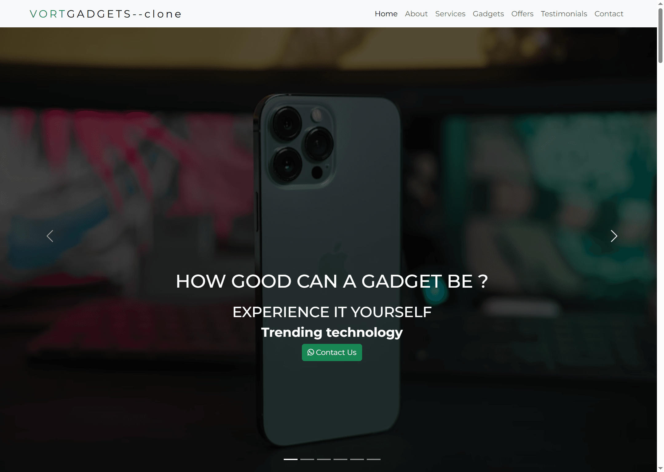 Screenshot of WumiCodes Vort Gadgets E-commerce site